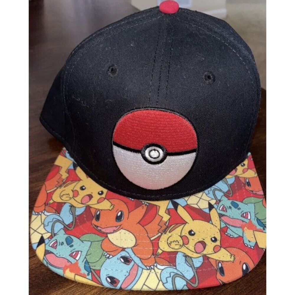 Pokemon Pokeball Snapback Hat Starter Pikachu Charmander Squirtle Bulbasaur 2017